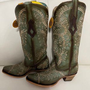 CORRAL LD DISTRESSED TURQUOISE EMBROIDERY & STUDS BOOTS (C4009)